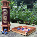 Dice tower and dice tray with lapis RPG dice