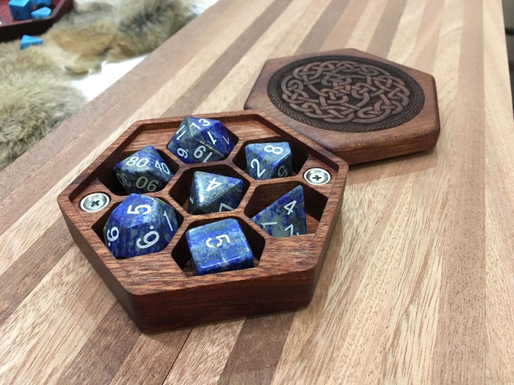 Hexagonal Wood Box for Dice Dice Carrier Elderwood Academy