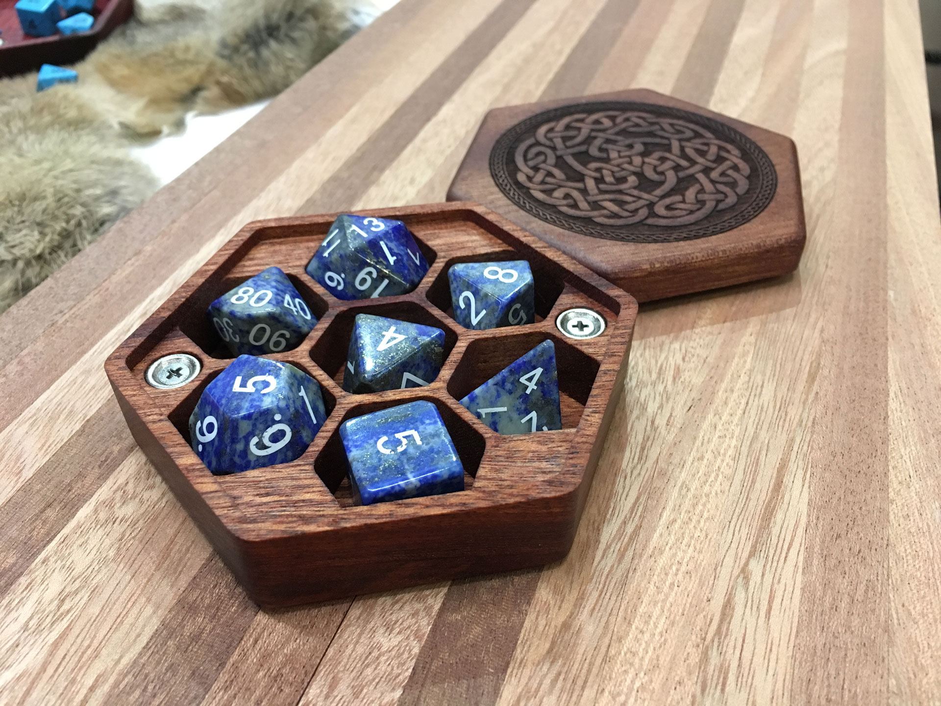 Hexagonal Wood Box for Dice Dice Carrier Elderwood Academy