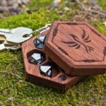 Mini Hex Chest dice box keychain holding mini metal dice for tabletop RPG