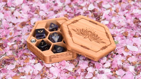 Cherry Hex Chest with Amethyst Dice