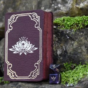 Mini Spellbook wooden dice box and miniature figurine box for storing dungeons and dragons rpg dice