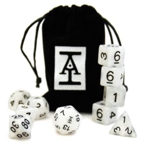 Acquisitions Incorporated tabletop RPG dice with velvet bag
