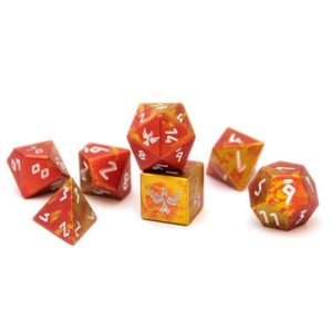 precision aluminum dice, polyhedral set of 7 for dungeons and dragons in Phoenix Tears