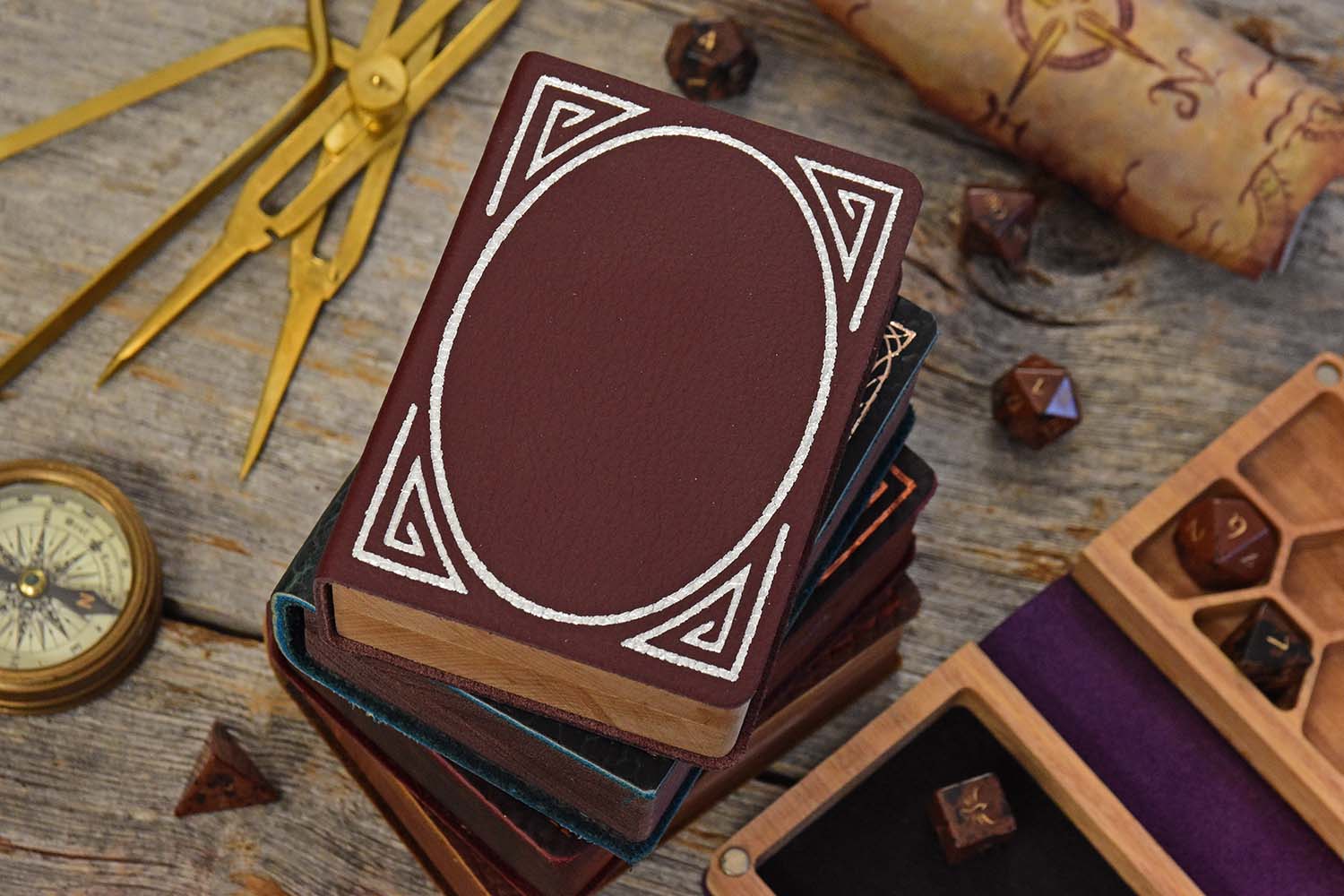 Mini Spellbook Gaming Box - Silver Border on Crimson