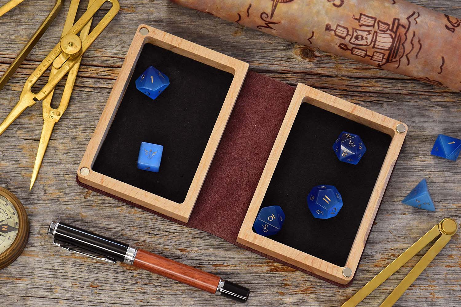 Mini Spellbook Gaming Box - Silver Border on Crimson - Image 2