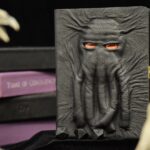 Cthulhu 3D Spellbook gaming and dice box made of leather and wood for DnD